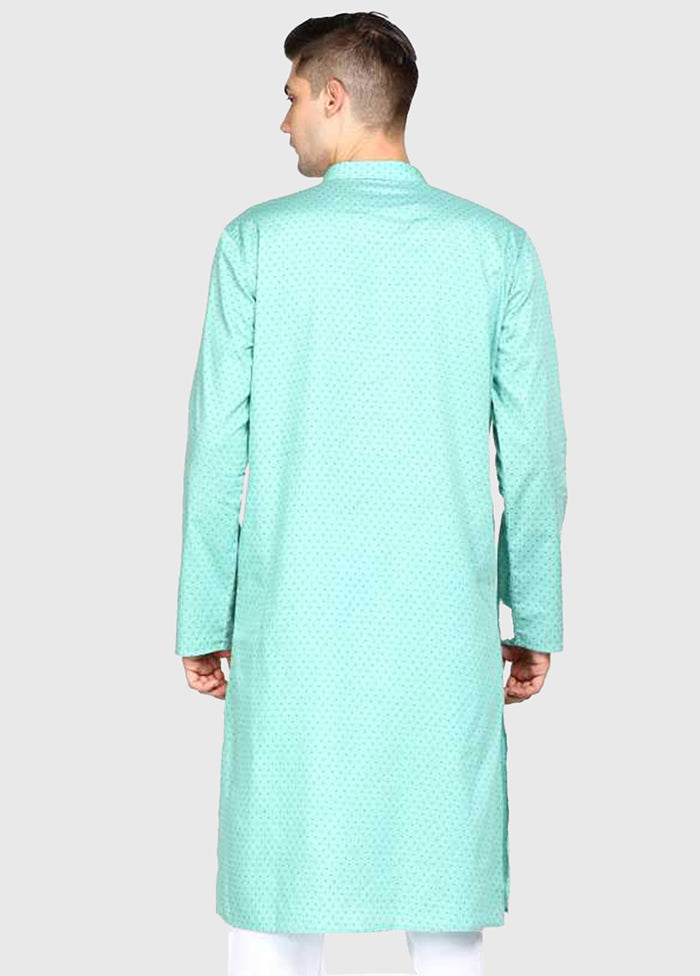 Sea Green Printed Cotton Kurta VDSAN040485 - Indian Silk House Agencies