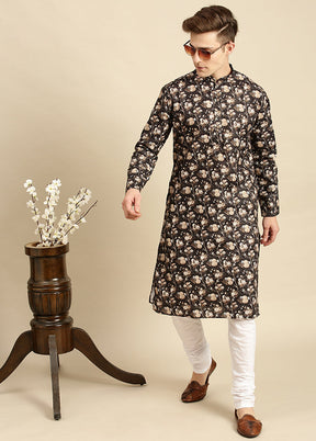 Brown Printed Cotton Kurta VDSAN040486 - Indian Silk House Agencies