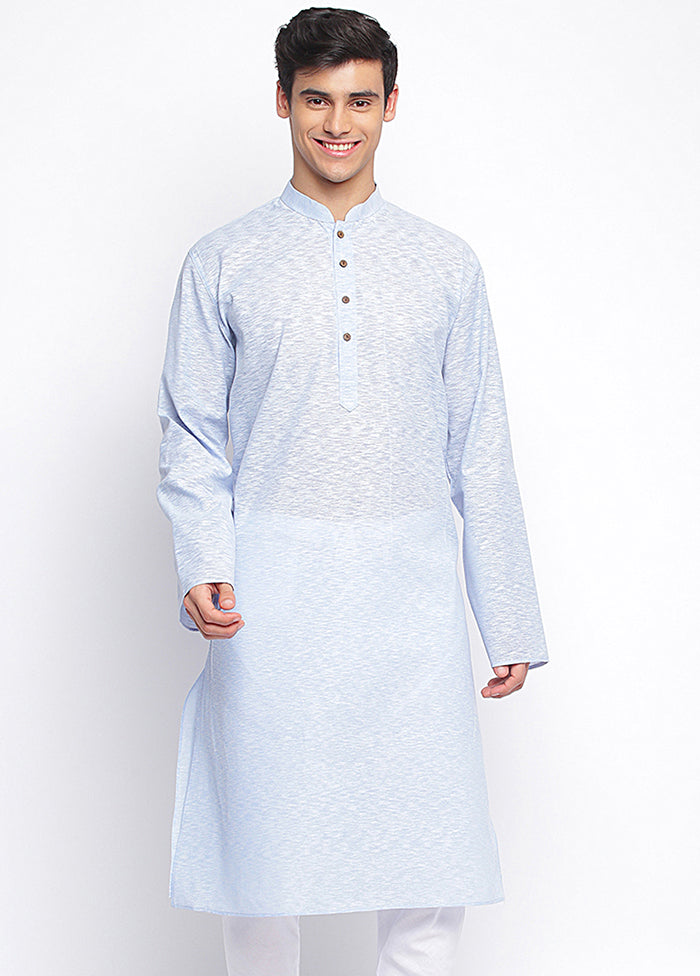 Blue Woven Cotton Kurta VDSAN040403 - Indian Silk House Agencies