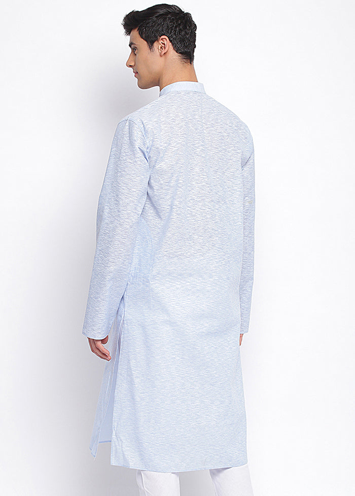 Blue Woven Cotton Kurta VDSAN040403 - Indian Silk House Agencies