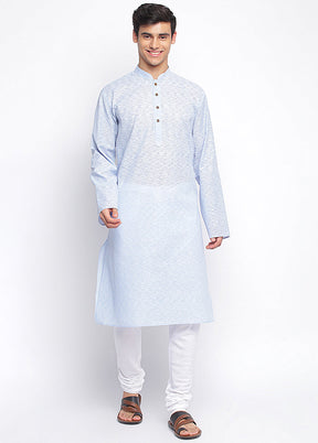 Blue Woven Cotton Kurta VDSAN040403 - Indian Silk House Agencies