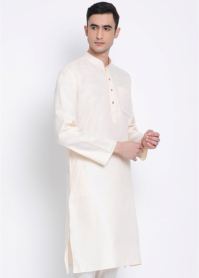 Beige Solid Cotton Kurta VDSAN040352 - Indian Silk House Agencies