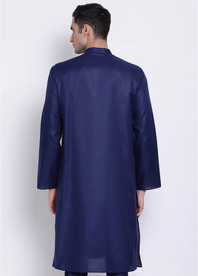 Blue Solid Cotton Kurta VDSAN040355 - Indian Silk House Agencies