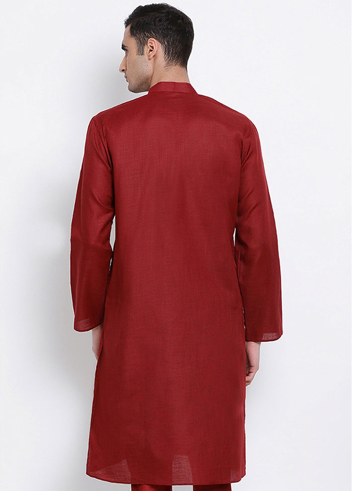 Maroon Solid Cotton Kurta VDSAN040356 - Indian Silk House Agencies