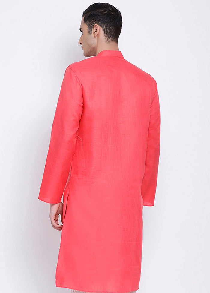 Pink Solid Cotton Kurta - Indian Silk House Agencies