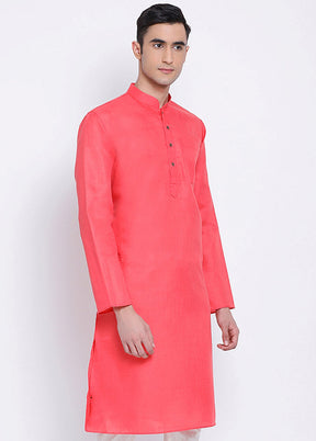 Pink Solid Cotton Kurta - Indian Silk House Agencies