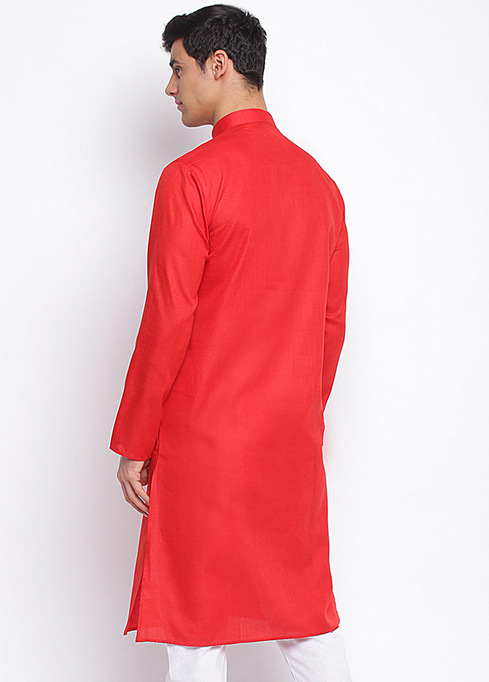 Red Solid Cotton Kurta VDSAN040412 - Indian Silk House Agencies