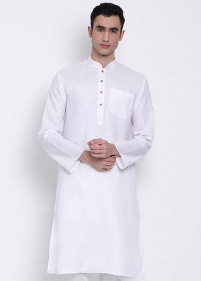 White Solid Cotton Kurta VDSAN040358 - Indian Silk House Agencies