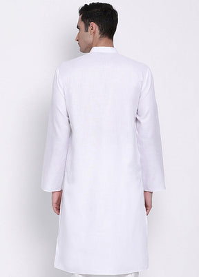 White Solid Cotton Kurta VDSAN040358 - Indian Silk House Agencies