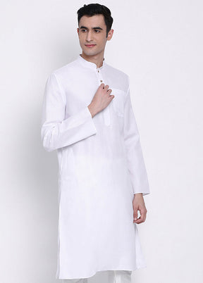 White Solid Cotton Kurta VDSAN040358 - Indian Silk House Agencies