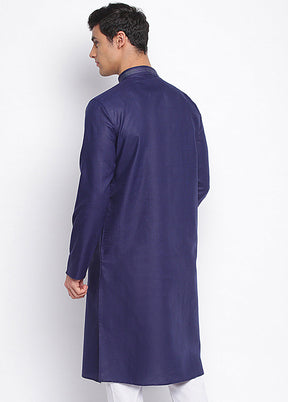 Blue Solid Cotton Kurta VDSAN040414 - Indian Silk House Agencies