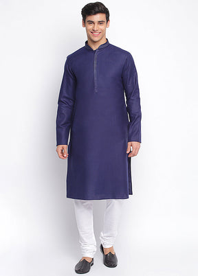 Blue Solid Cotton Kurta VDSAN040414 - Indian Silk House Agencies