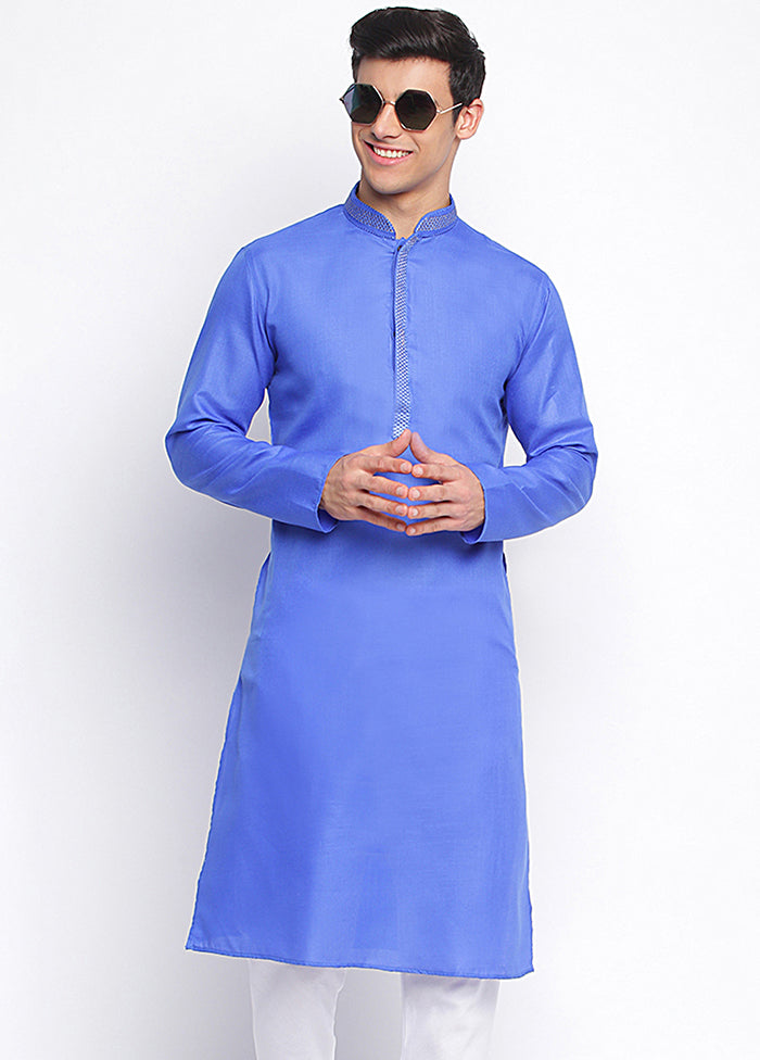 Blue Solid Cotton Kurta VDSAN040415 - Indian Silk House Agencies