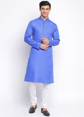 Blue Solid Cotton Kurta VDSAN040415 - Indian Silk House Agencies