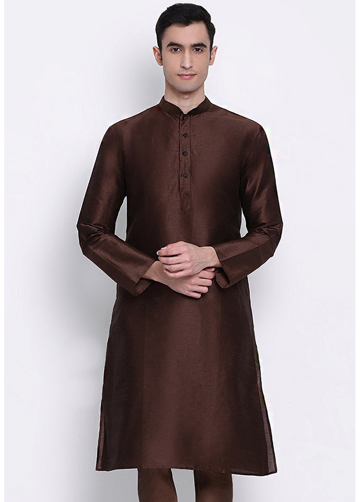 Brown Solid Silk Kurta VDSAN040295 - Indian Silk House Agencies