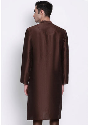 Brown Solid Silk Kurta VDSAN040295 - Indian Silk House Agencies