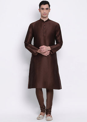 Brown Solid Silk Kurta VDSAN040295 - Indian Silk House Agencies