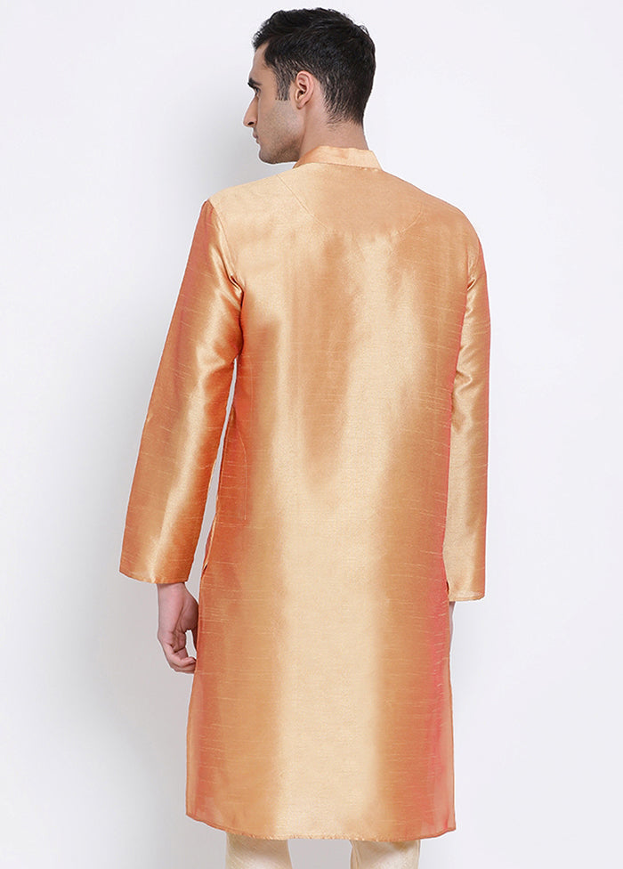 Orange Solid Silk Kurta VDSAN040296 - Indian Silk House Agencies