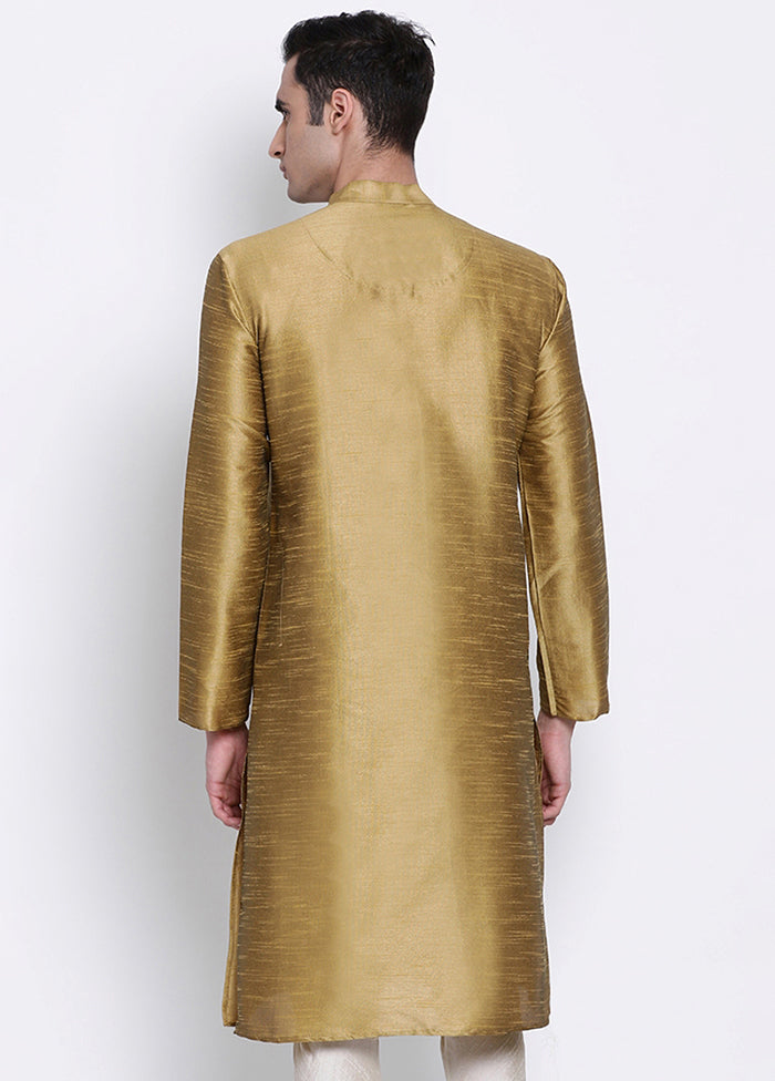 Mehendi Solid Silk Kurta VDSAN040299 - Indian Silk House Agencies