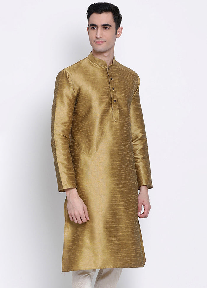 Mehendi Solid Silk Kurta VDSAN040299 - Indian Silk House Agencies