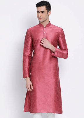 Pink Solid Silk Kurta VDSAN040301 - Indian Silk House Agencies