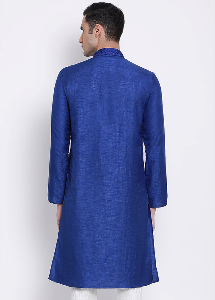 Blue Solid Silk Kurta VDSAN040321 - Indian Silk House Agencies