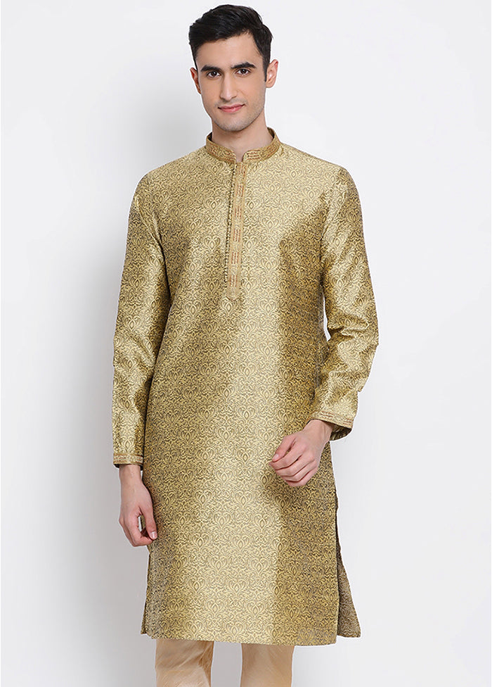 Golden Woven Silk Kurta - Indian Silk House Agencies