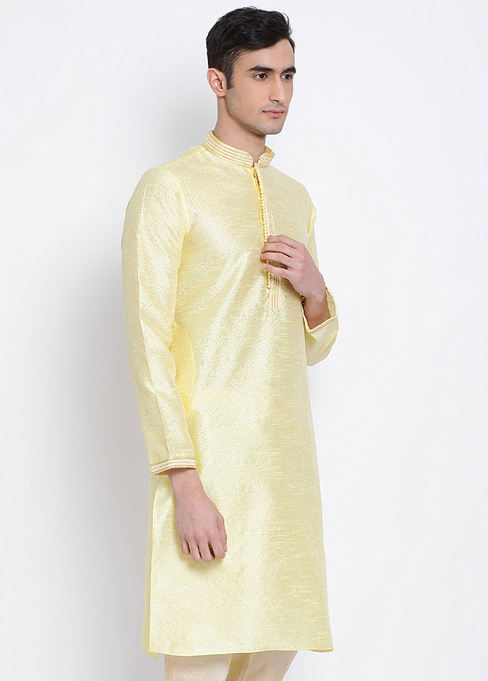 Yellow Woven Silk Kurta VDSAN040332 - Indian Silk House Agencies