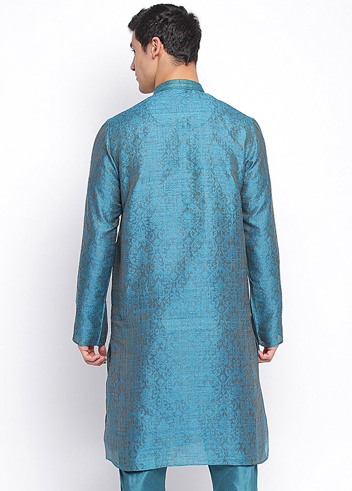 Sea Green Woven Silk Kurta VDSAN040424 - Indian Silk House Agencies