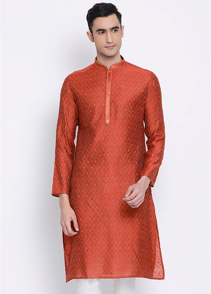 Rust Woven Silk Kurta VDSAN040342 - Indian Silk House Agencies