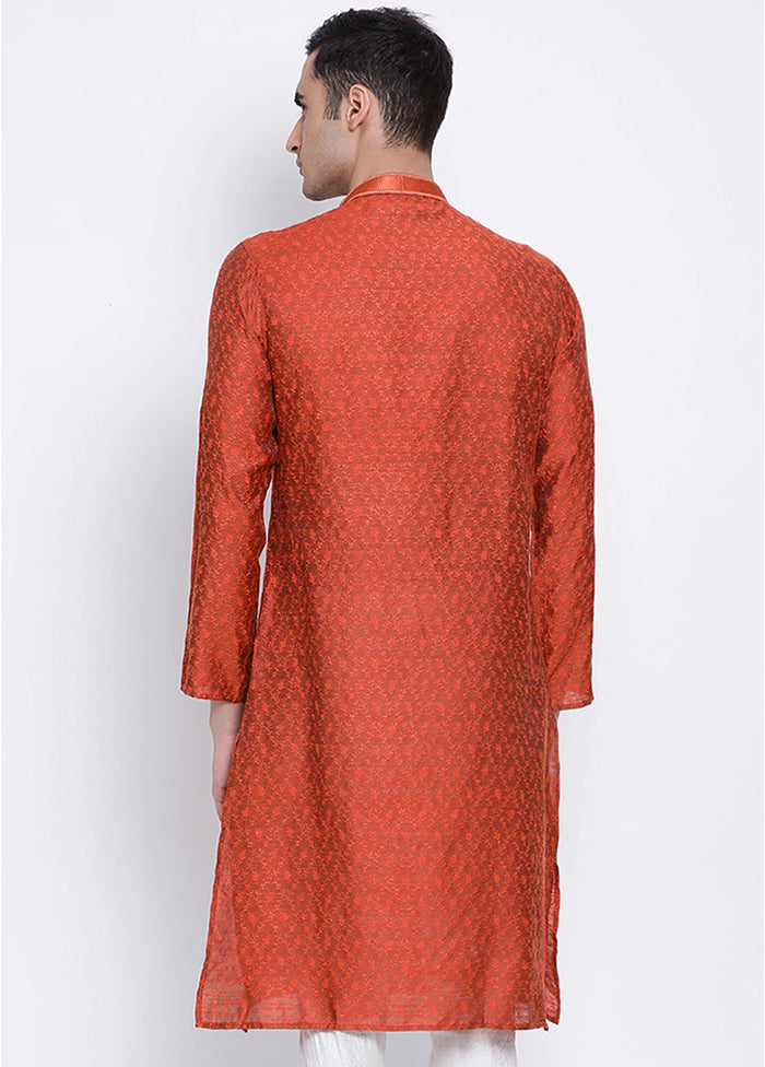 Rust Woven Silk Kurta VDSAN040342 - Indian Silk House Agencies