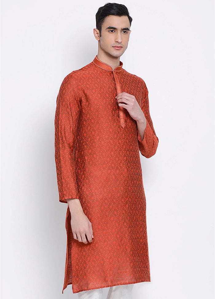 Rust Woven Silk Kurta VDSAN040342 - Indian Silk House Agencies