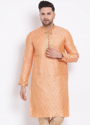 Peach Woven Silk Kurta VDSAN040377 - Indian Silk House Agencies