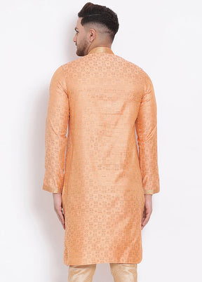 Peach Woven Silk Kurta VDSAN040377 - Indian Silk House Agencies