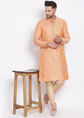 Peach Woven Silk Kurta VDSAN040377 - Indian Silk House Agencies