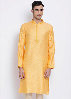 Yellow Woven Silk Kurta VDSAN040344 - Indian Silk House Agencies