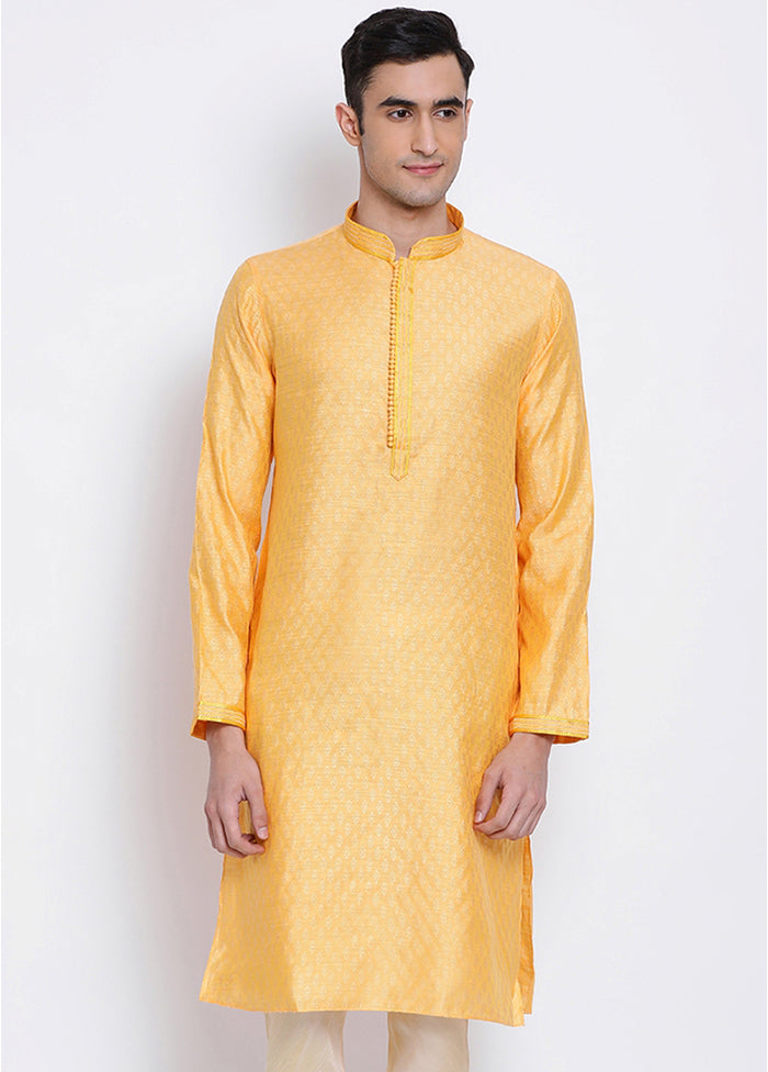 Yellow Woven Silk Kurta VDSAN040344 - Indian Silk House Agencies