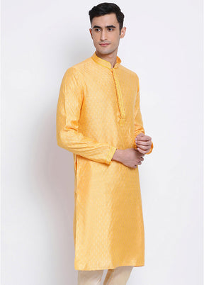 Yellow Woven Silk Kurta VDSAN040344 - Indian Silk House Agencies