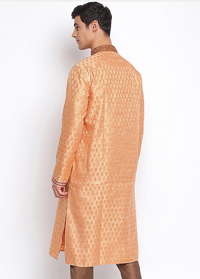 Golden Woven Silk Kurta VDSAN040444 - Indian Silk House Agencies