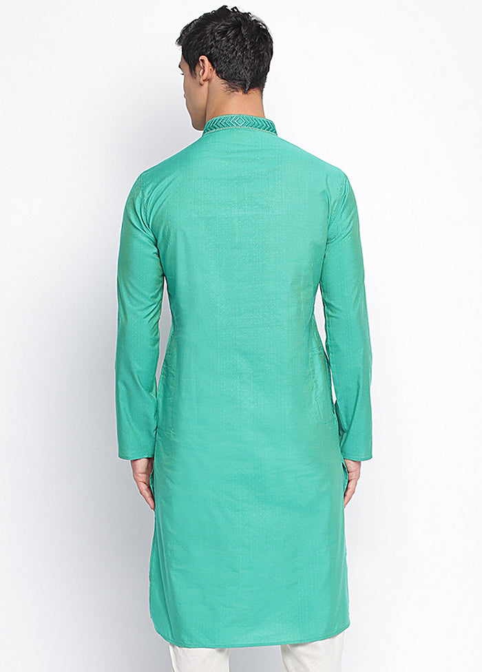 Sea Green Solid Silk Kurta VDSAN040446 - Indian Silk House Agencies