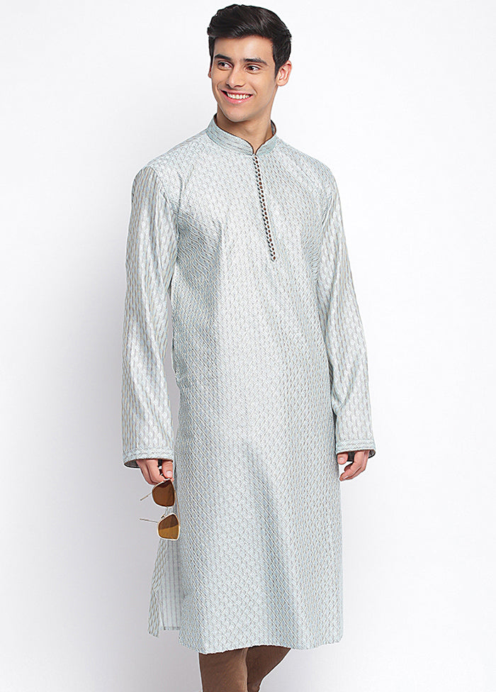 Blue Embroidered Silk Kurta VDSAN040450 - Indian Silk House Agencies