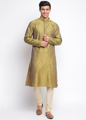 Mehendi Woven Silk Kurta VDSAN040456 - Indian Silk House Agencies