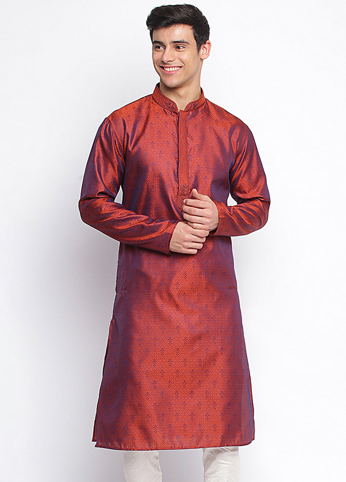 Rust Woven Silk Kurta VDSAN040457 - Indian Silk House Agencies