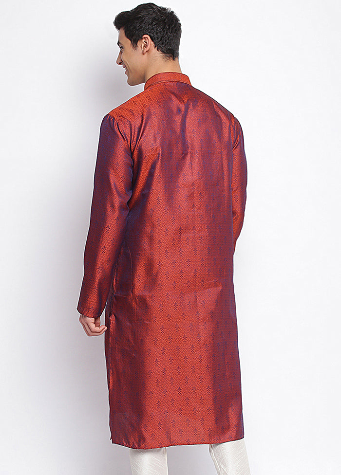 Rust Woven Silk Kurta VDSAN040457 - Indian Silk House Agencies