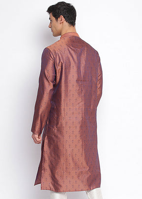 Mauve Woven Silk Kurta VDSAN040458 - Indian Silk House Agencies