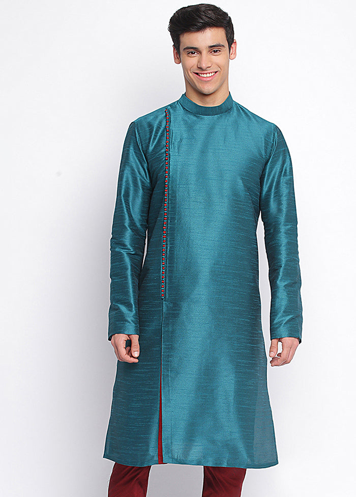 Sea Green Solid Silk Kurta VDSAN040462 - Indian Silk House Agencies