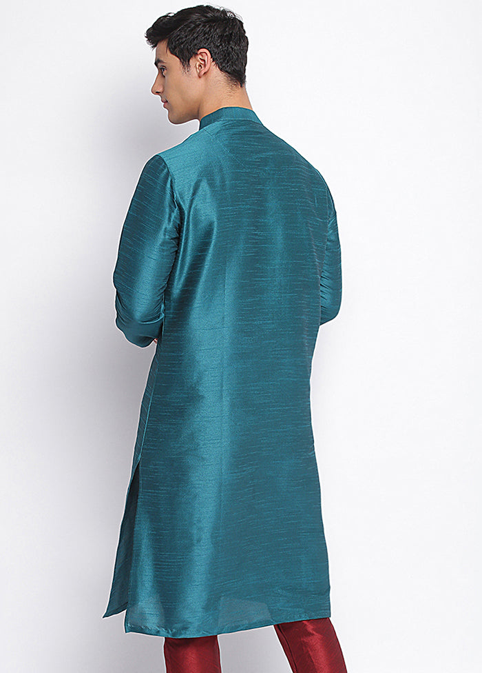 Sea Green Solid Silk Kurta VDSAN040462 - Indian Silk House Agencies