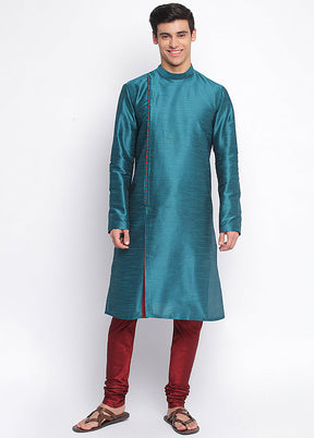 Sea Green Solid Silk Kurta VDSAN040462 - Indian Silk House Agencies