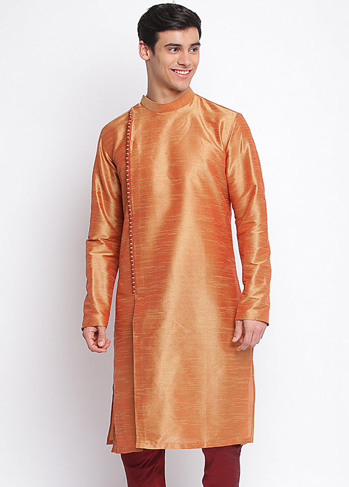 Orange Solid Silk Kurta VDSAN040464 - Indian Silk House Agencies