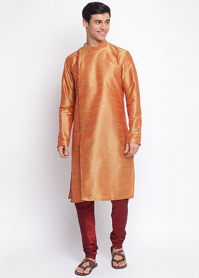 Orange Solid Silk Kurta VDSAN040464 - Indian Silk House Agencies